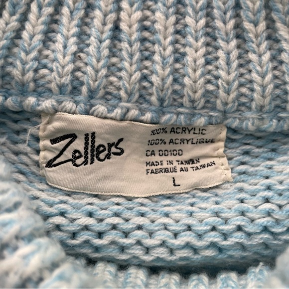 Vintage Zellers Fair Isle Icelandic Knit Pullover Sweater Blue Size Large 90s - Picture 8 of 8